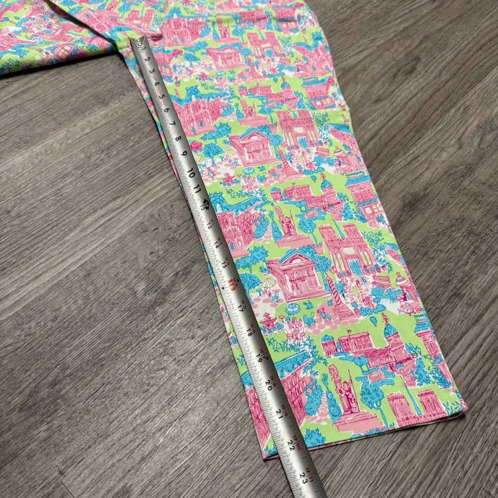 Harris Wallace New York Petite‎ Pink Green Novelty Print Ankle Pants Size 10P - Picture 8 of 11